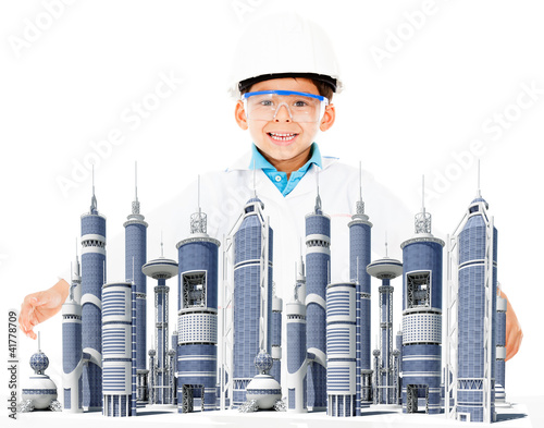 Photo: Boy with a modern city Boy with a modern city