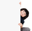 Boy holding banner