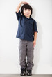 Boy checking his height