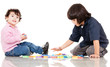 Boys playing with letters