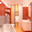 Salle de bain colorée
