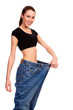 Photo: Girl demonstrating weight loss Girl demonstrating weight loss