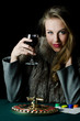 The beautiful girl with wine glass