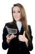 Business woman with the shopping cart