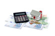 toy house for euro banknotes as a background