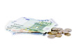 Various Euro currency bills and coins
