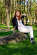 The red girl in park