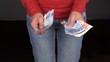 Jeans woman counting money