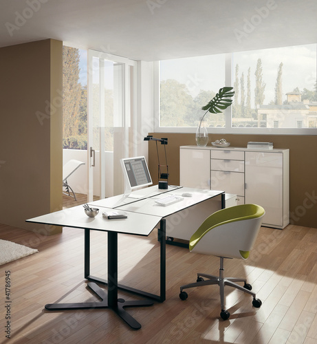 Illustration: Modern Living Room Interior / Home Office Modern Living Room Interior / Home Office