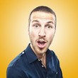 portrait of a young beautiful man surprised face expression portrait of a young beautiful man surprised face expression