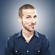 young beautiful man smiling, face expression