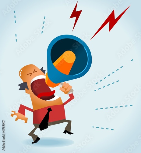 Vector: Boss angry with megaphone Boss angry with megaphone
