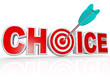 Choice Arrow in Target Bulls-Eye Word Best Option