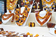 counter with amber jewelry