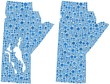 Map of Manitoba - Canada - in a mosaic of blue circles