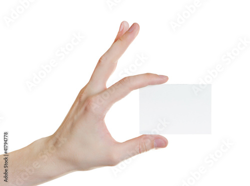 Foto: Paper card in man hand isolated Paper card in man hand isolated