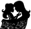 Beautiful mother silhouette with her daughter