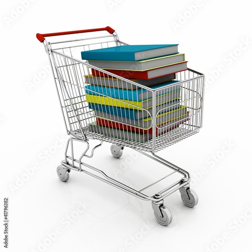 Illustration: Buying of books. Objects isolated over white Buying of books. Objects isolated over white