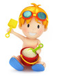 3d render of a kid playing with sand