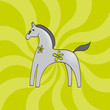 cheval antique gris fleur fond vert cheval antique gris fleur fond vert