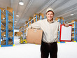 smiling worker in warehouse