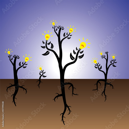 Vector: Concept of idea plants growing in fertile mind Concept of idea plants growing in fertile mind