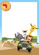 Vector: white background with african animals in the car white background with african animals in the car