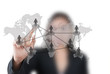 Business lady pushing people Social Network. Business lady pushing people Social Network.
