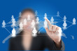 Business lady pushing people Social Network. Business lady pushing people Social Network.