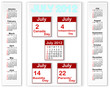 Holiday icons calendars for july 2012.
