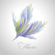 Shiny striped blue flower. Vector illustration.