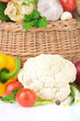 Healthy vegetable food and basket Healthy vegetable food and basket