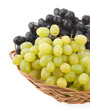 fresh grape fruits and wicker basket plate fresh grape fruits and wicker basket plate