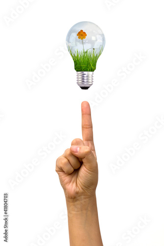 Photo: Bulb on a finger Bulb on a finger