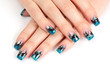 Foto: Hands with blue nail Hands with blue nail