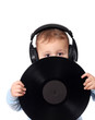 Cute child with music disk