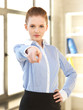 businesswoman pointing her finger