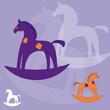 cheval antique à bascule violet et orange cheval antique à bascule violet et orange