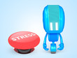 Sad robot with stress button