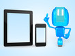 robot with phone and tablet