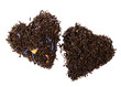 Earl Grey and Lady Grey black loose tea leaves in heart shape, i