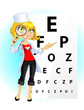 Cute woman doctor - ophthalmologist with magnifying glass Cute woman doctor - ophthalmologist with magnifying glass