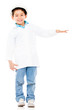 Young engineer displaying something