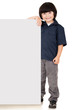 Boy holding a banner