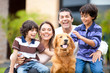 Happy family with a dog