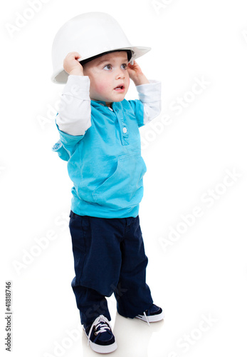 Photo: Boy wearing a helmet Boy wearing a helmet