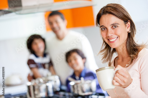 Photo: Mother drinking coffee Mother drinking coffee