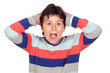 Surprise boy with a striped jersey Surprise boy with a striped jersey