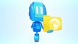Blue robot with folder