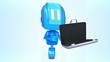 Blue robot with case